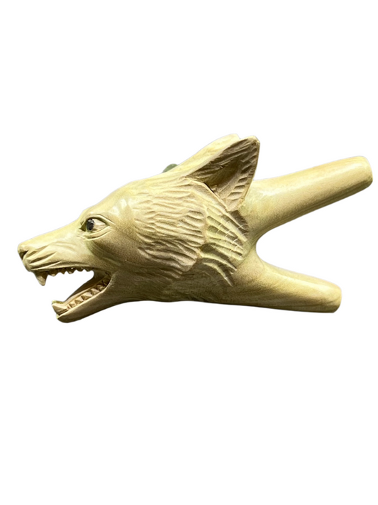 Hand Carved Wolf Kuripe