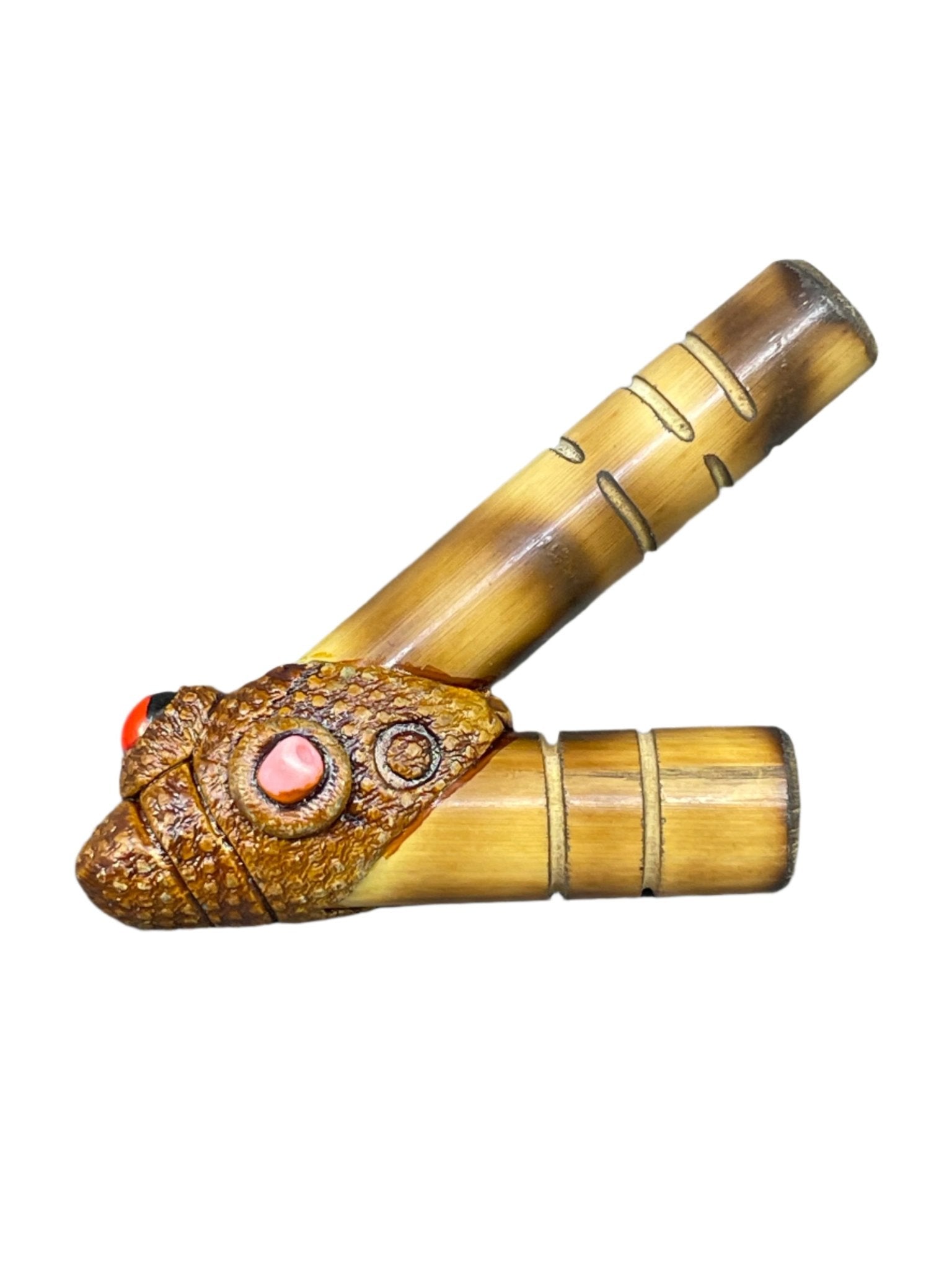 Bamboo stem ~ small kuripe with resin, beads and seed accent - Katukina.US KAT6000