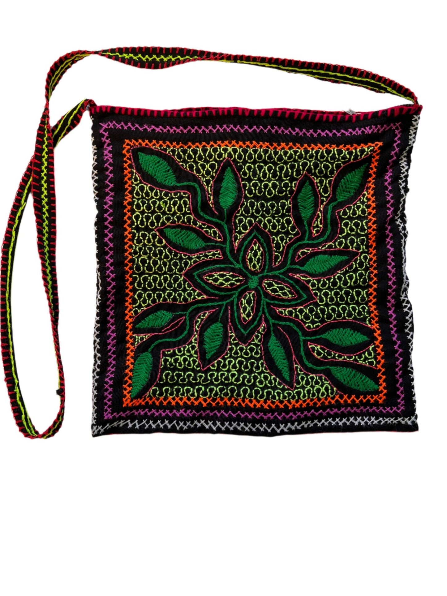 Shipibo Hand Embroidered Messenger Bag ~ Medium - Katukina.US KAT6033