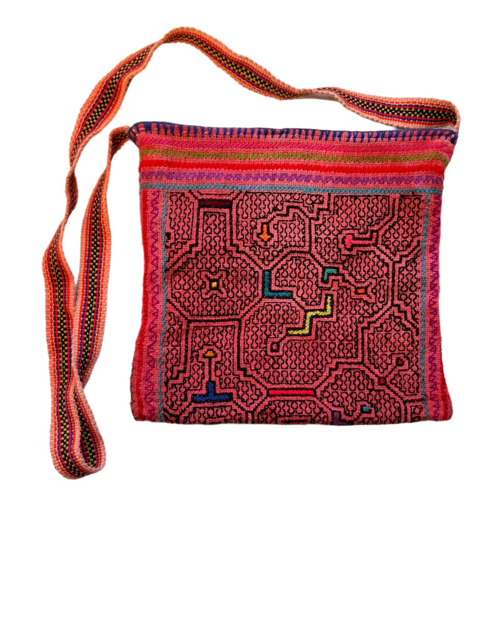 Shipibo Hand Embroidered Messenger Bag ~ Medium - Katukina.US KAT6082