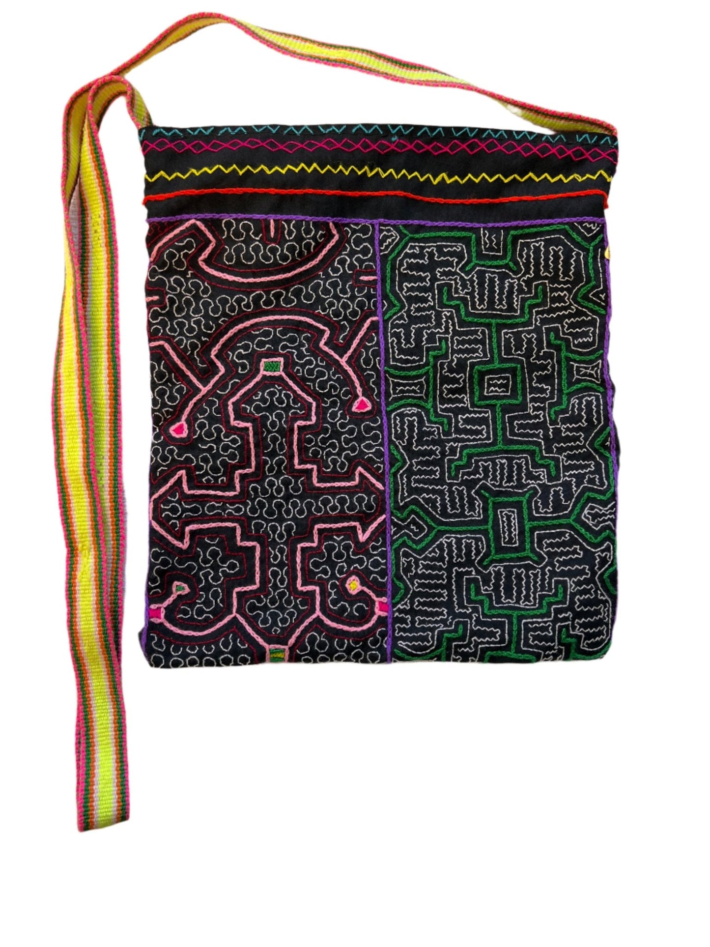 Shipibo Hand Embroidered Messenger Bag ~ Medium - Katukina.US KAT6083