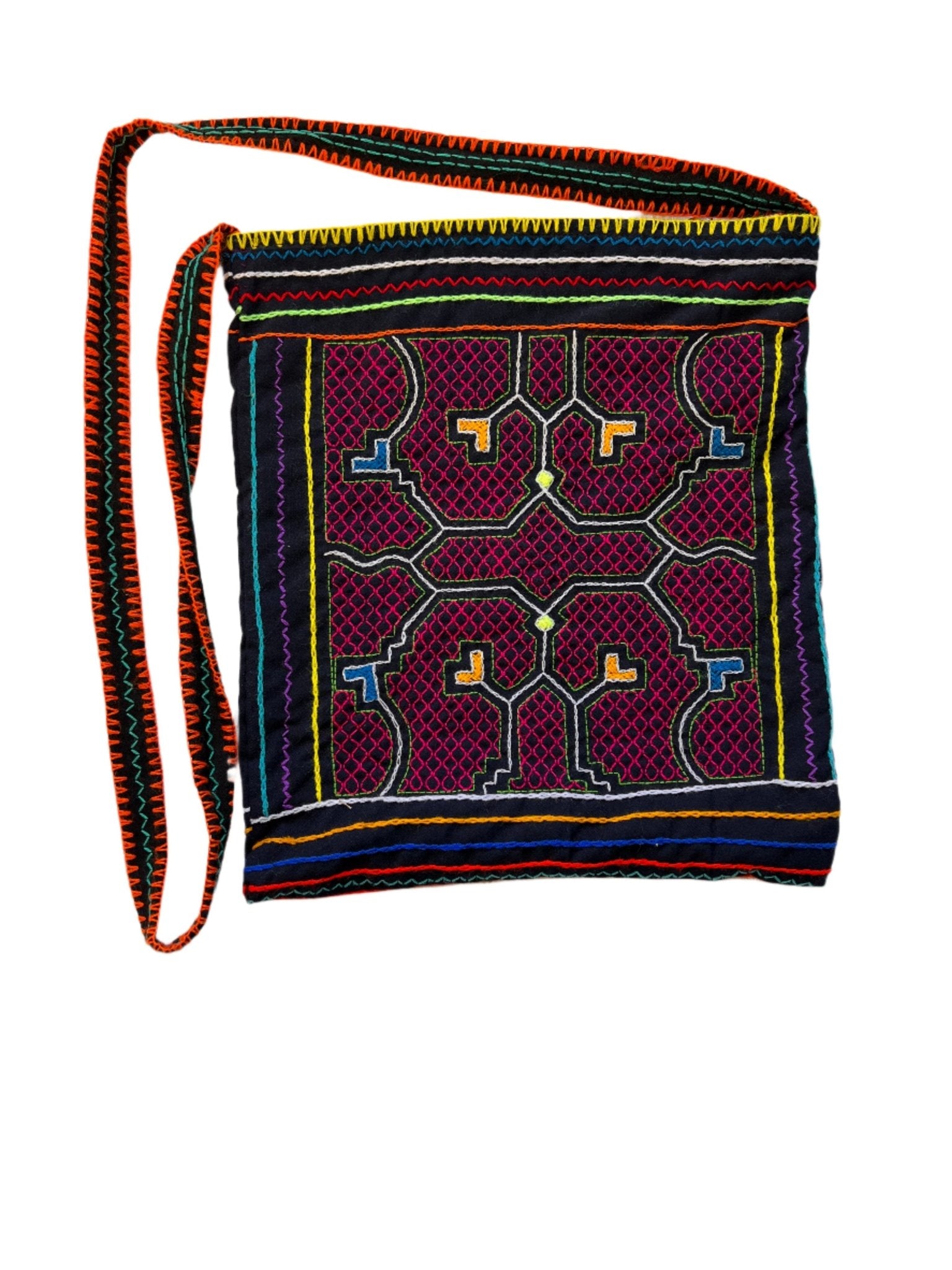 Shipibo Hand Embroidered Messenger Bag ~ Medium - Katukina.US KAT6084